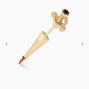 Black & White Diamond Long Sword with Ruby Drops Earstud